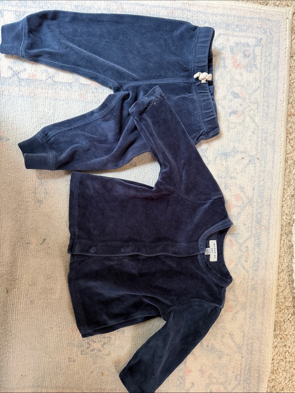 Kids Navy Velour Two-Piece Set - Maison Me Baby